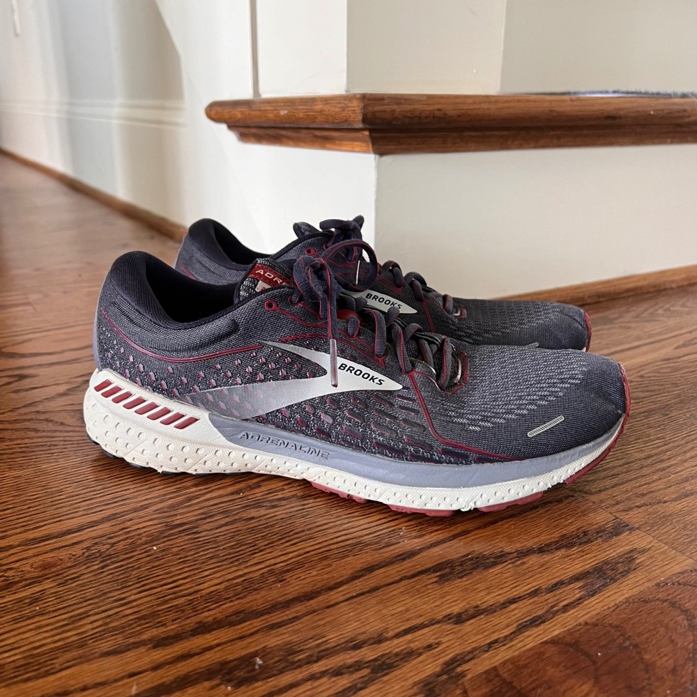 Brooks Adrenaline GTS 21 Mens Running Shoes Grey‎ Burgundy 1103491D420 Size 11